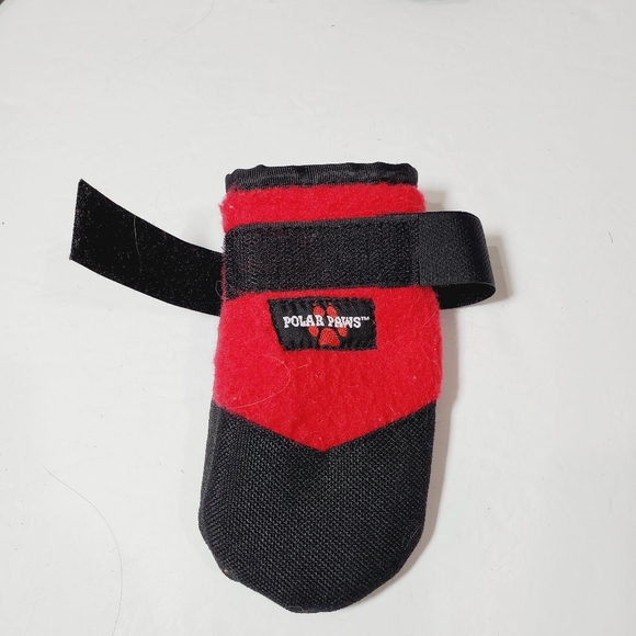 4 pcs Polar Paws Red Fleece Black Canvas Velcro Strap Dog Boots Mittens Booties - Picture 4 of 7